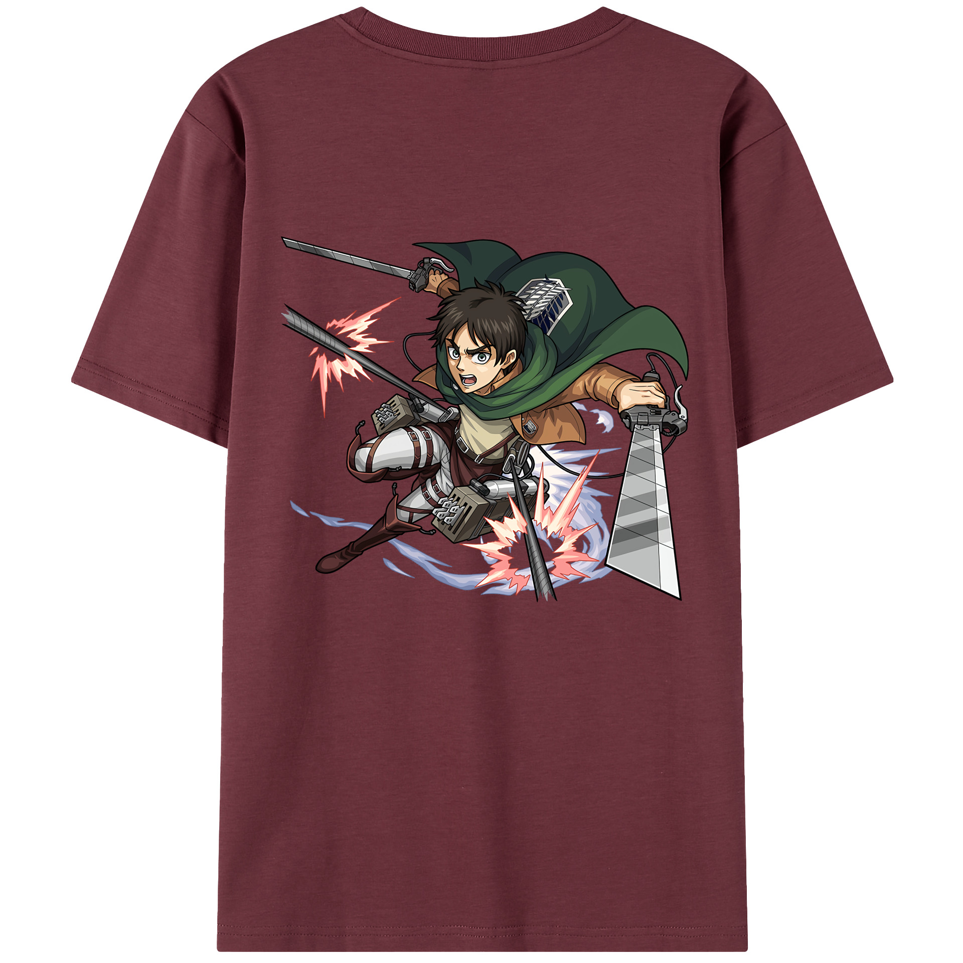 （画像用） 進撃の巨人 エレン･イェーガー Attack on Titan Eren Jäger 綿100％半袖Tシャツ（背面プリント）